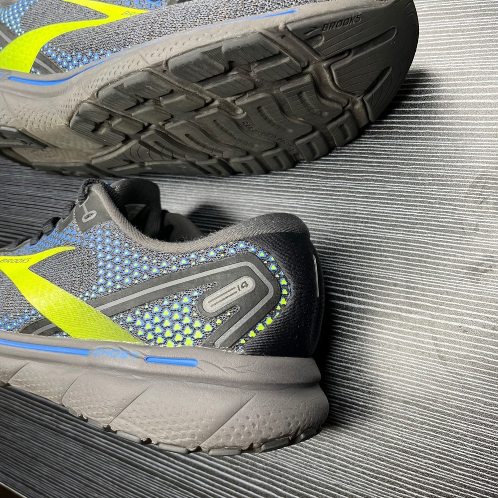 Brooks Running Shoes Ghost 14 Mens 9.5 Grey Lime Green Mesh DNA LOFT Sneakers - Picture 11 of 14